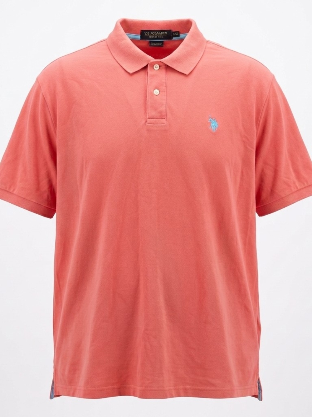 U.S. POLO ASSN. Men's 3XLT Big & Tall Coral Pink Polo Shirt Light Blue Logo - Picture 1 of 4